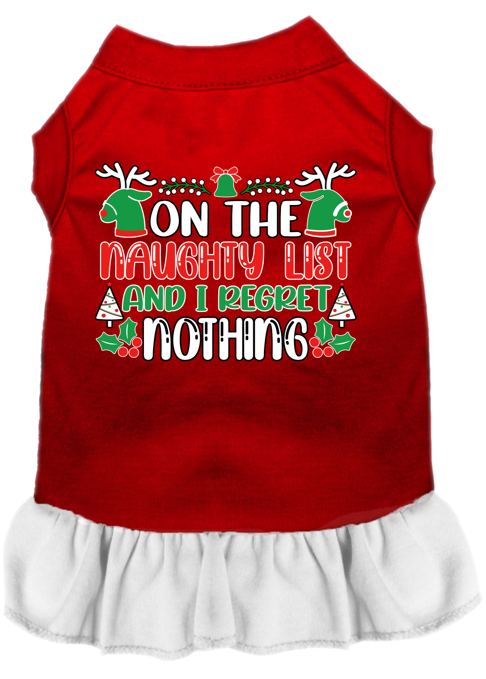 I Regret Nothing Screen Print Dog Dress Red with White Size LG